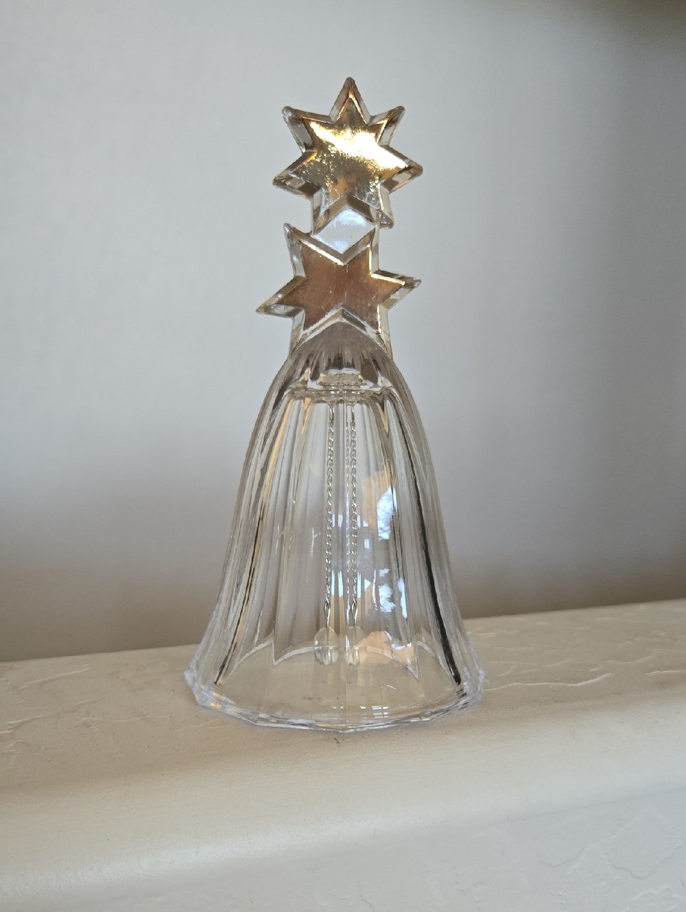 Mikasa Crystal Glass Golden Stars Bell 6" XE120/922 Made In Germany